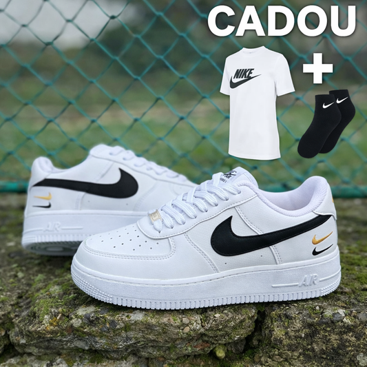 AF1 Low Alb/Negru S.Auriu